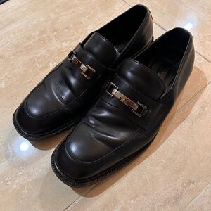 Authentic Gucci Mens Black Leather Loafers Dress Shoe. 12.5 D